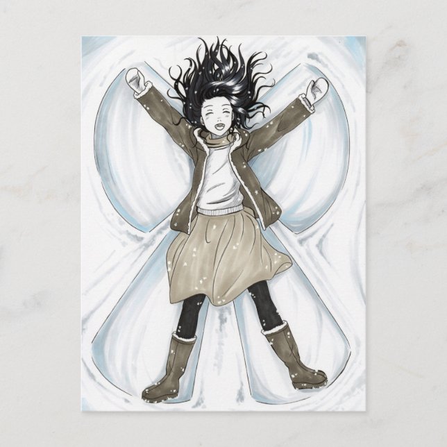 Postal Festiva Happy Snow Angel (Anverso)