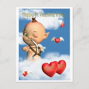 Postal Festiva Happy St. El día de San Valentín Cupid