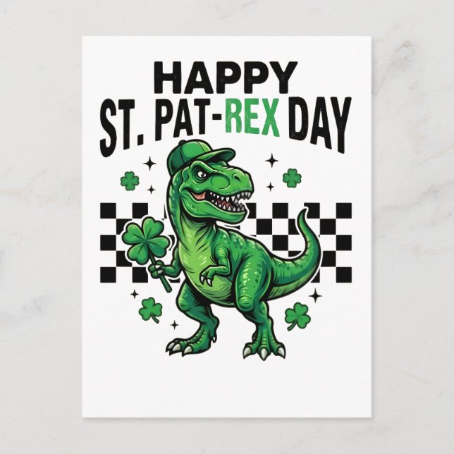 Postal Festiva Happy St Pat-Rex Day Dinosaur Party (Anverso)