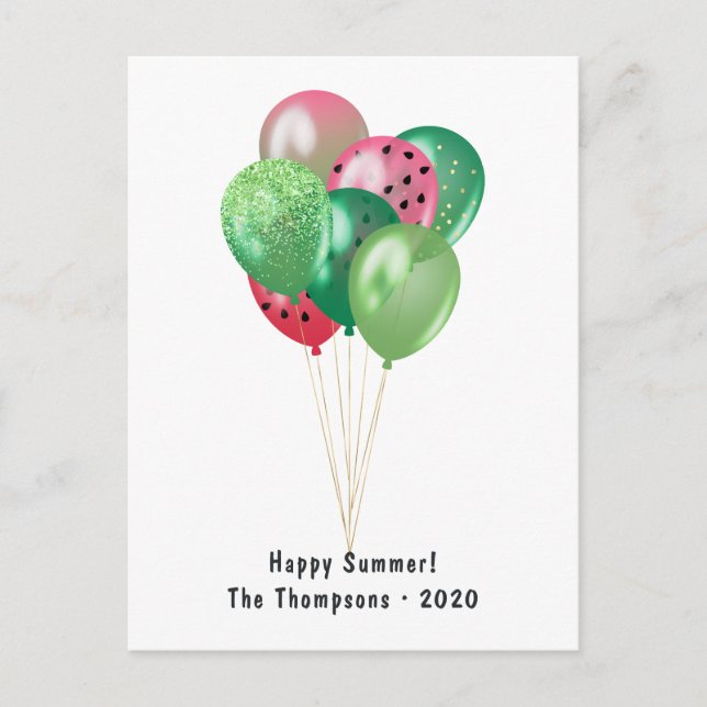 Postal Festiva Happy Summer Watermelon Balloons Greeting (Anverso)