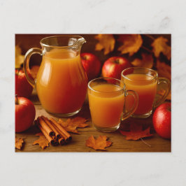 Postal Festiva Happy Thanksgiving Autumn Apple Cider Postcard