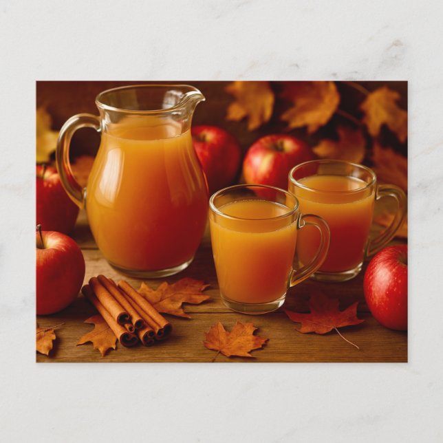 Postal Festiva Happy Thanksgiving Autumn Apple Cider Postcard (Anverso)