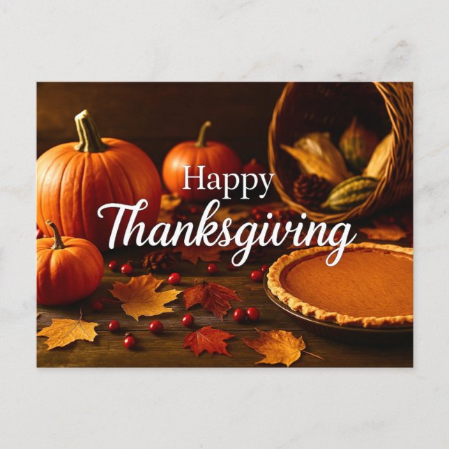 Postal Festiva Happy Thanksgiving Autumn Postcard (Anverso)