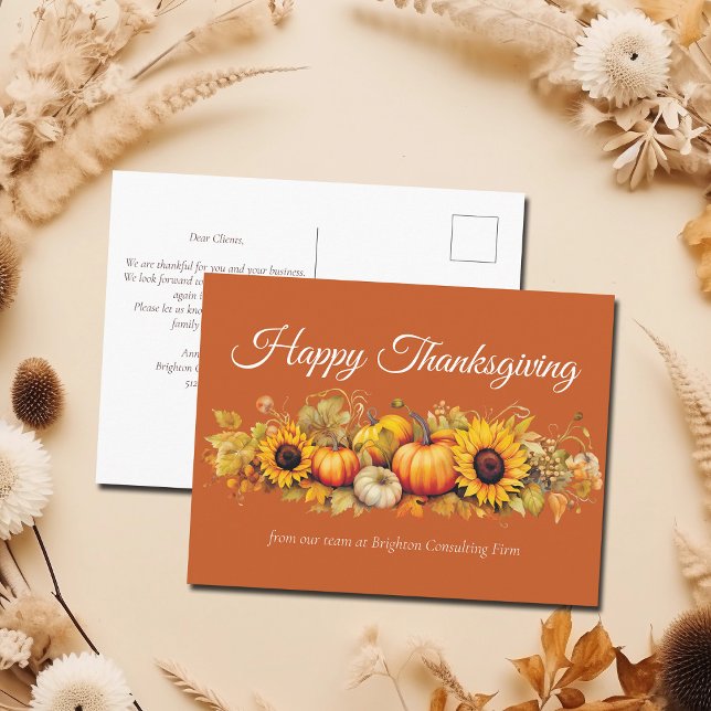 Postal Festiva Happy Thanksgiving Pumpkin Patch Custom Orange (Subido por el creador)