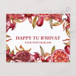 Postal Festiva Happy Tu B'shvat Watercolor Pomegranate