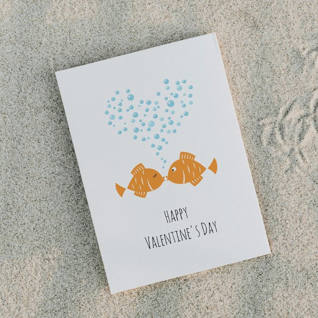 Postal Festiva Happy Valentine's Day Golden Fishes Love Heart  (Subido por el creador)