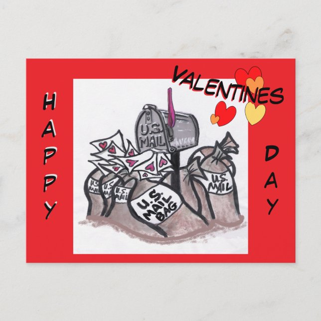 Postal Festiva Happy Valentines Day Mail Cartoon Postcard (Anverso)