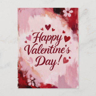 Postal Festiva Happy Valentine's Day! Painted Brush Strokes
