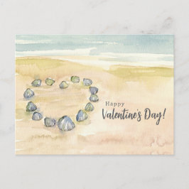 Postal Festiva Happy Valentine's Day Seashells Heart Beach