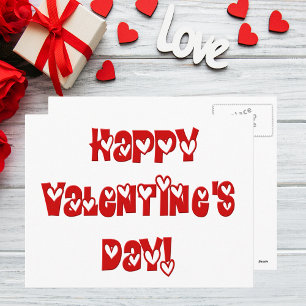 Postal Festiva Happy Valentine's Day with Hearts