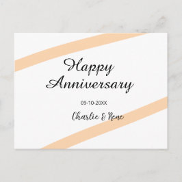 Postal Festiva Happy wedding anniversary orange pastel lines name