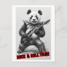 Postal Festiva Hard Rocker Panda toca Guitarra Eléctrica en