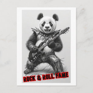 Postal Festiva Hard Rocker Panda toca Guitarra Eléctrica en