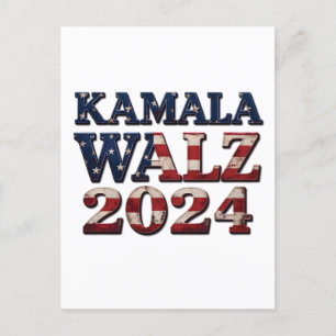 Postal Festiva Harris Walz 2024 Elecciones Kamala Tim Waltz