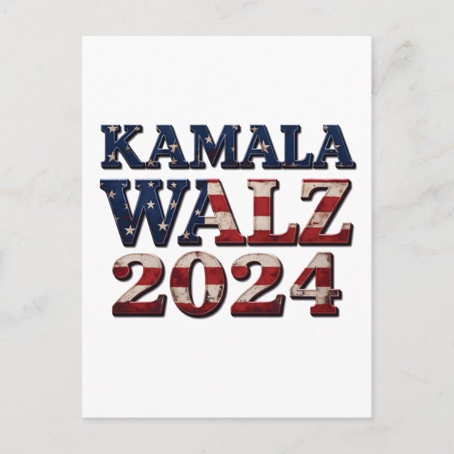 Postal Festiva Harris Walz 2024 Elecciones Kamala Tim Waltz (Anverso)