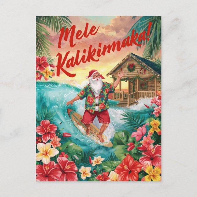Postal Festiva Hawaii Christmas with Santa Claus  (Anverso)