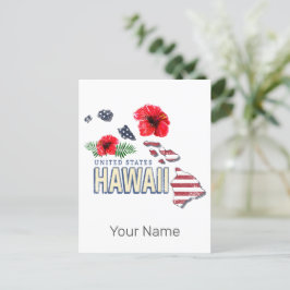 Postal Festiva Hawaii Mapa del Estado Retro de Estados Unidos USA