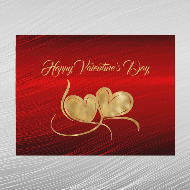 Postal Festiva Hearts Gold Red Valentine (Subido por el creador)