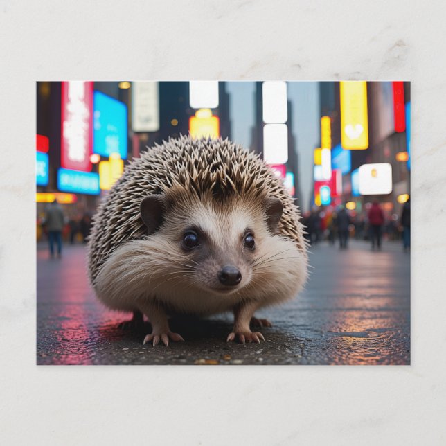 Postal Festiva Hedgehog en Times Square (Anverso)