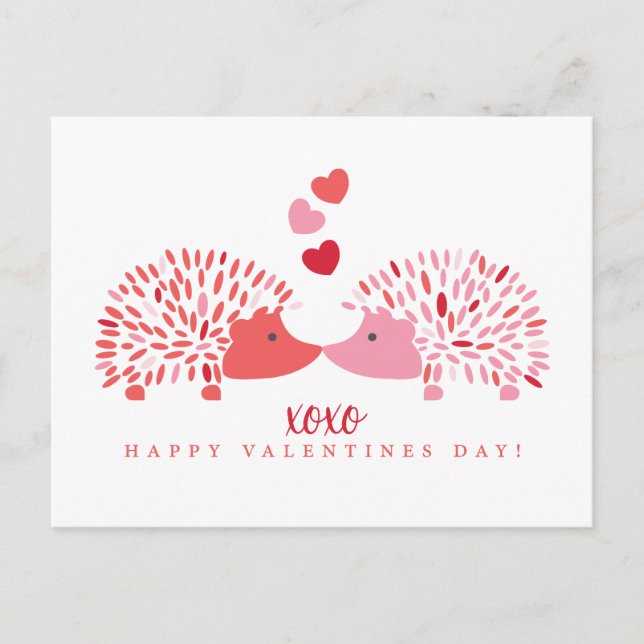 Postal Festiva Hedgehog Valentine Postcard (Anverso)