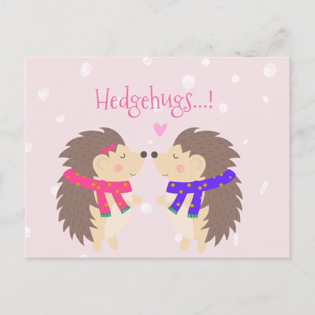 Postal Festiva ¡Hedgehugs! Navidades de Cute Hedgehog (Anverso)