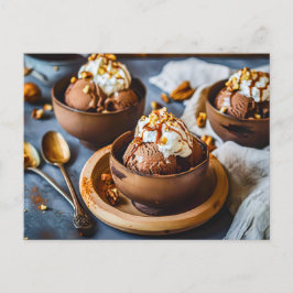 Postal Festiva Helado de chocolate en una copa