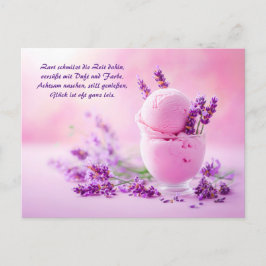 Postal Festiva Helado de lavanda con flores en rosa