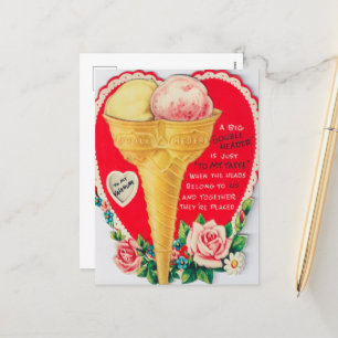 Postal Festiva helado retro vintage Valentine