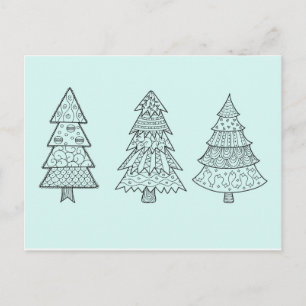 Postal Festiva Helados azul pastel elegantes y elegantes árboles 