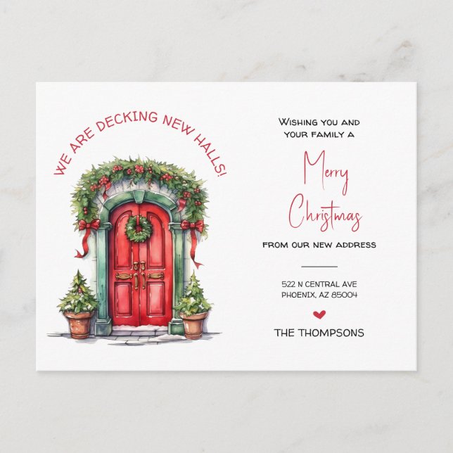 Postal Festiva Hemos mudado a nuevos Navidades de casa moviendo I (Anverso)