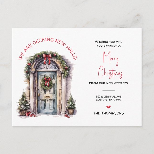 Postal Festiva Hemos mudado a nuevos Navidades de casa moviendo I (Anverso)