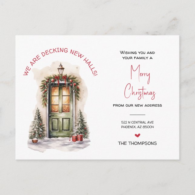 Postal Festiva Hemos mudado a nuevos Navidades de casa moviendo I (Anverso)