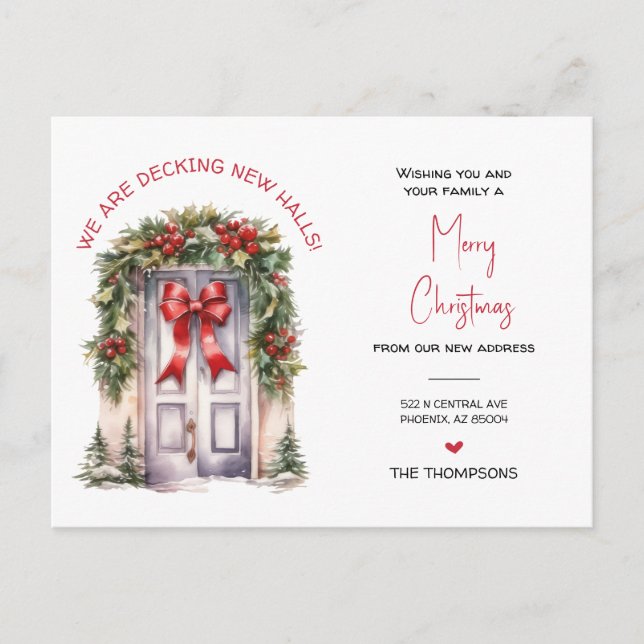 Postal Festiva Hemos mudado a nuevos Navidades de casa moviendo I (Anverso)