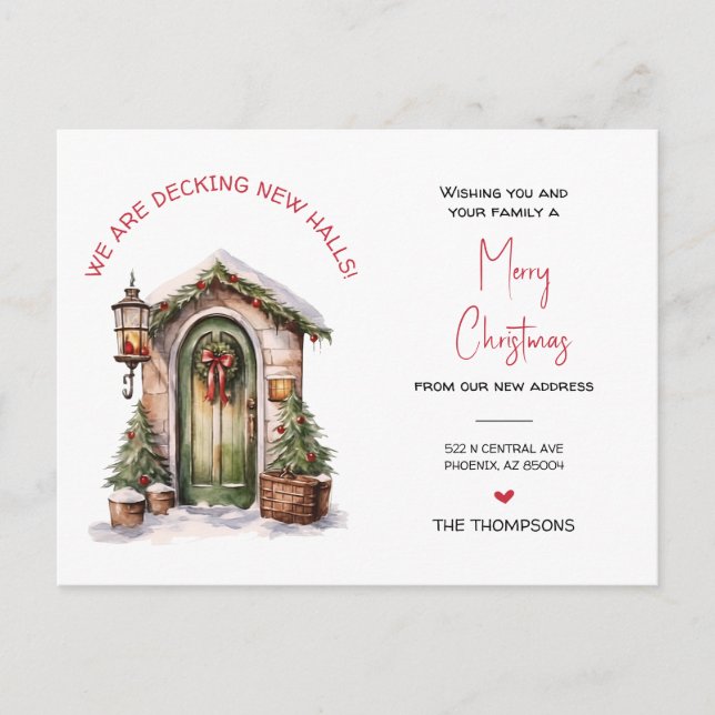 Postal Festiva Hemos mudado a nuevos Navidades de casa moviendo I (Anverso)