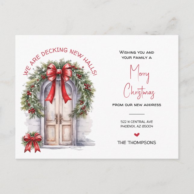 Postal Festiva Hemos mudado a nuevos Navidades de casa moviendo I (Anverso)