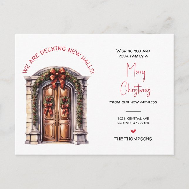 Postal Festiva Hemos mudado a nuevos Navidades de casa moviendo I (Anverso)