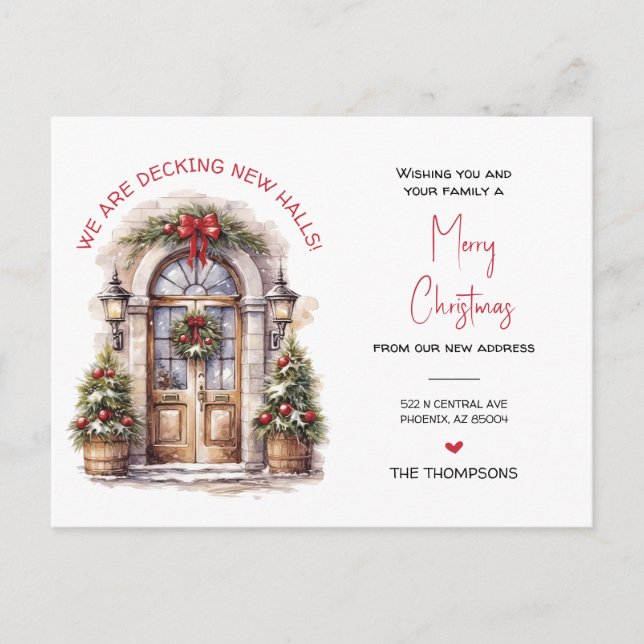 Postal Festiva Hemos mudado a nuevos Navidades de casa moviendo I (Anverso)