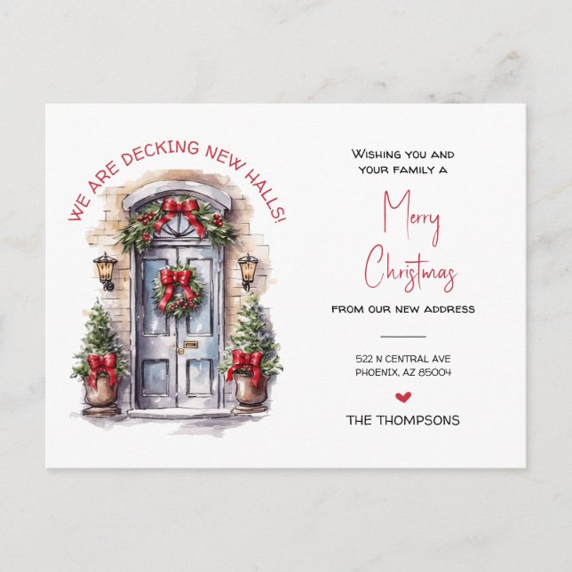 Postal Festiva Hemos mudado a nuevos Navidades de casa moviendo I (Anverso)