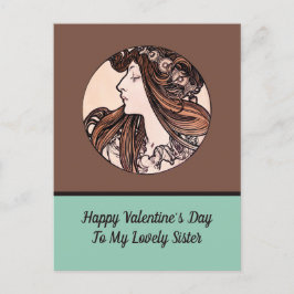 Postal Festiva Hermana El día de San Valentín Art Nouveau Alphons