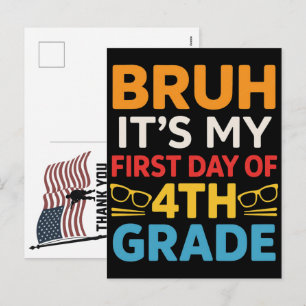 Postal Festiva Hermano, es mi primer día de 4to grado divertido d