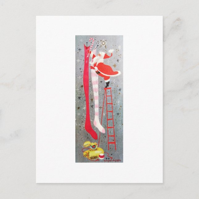 Postal Festiva Hermosa cosecha de mediados del siglo Santa (Anverso)