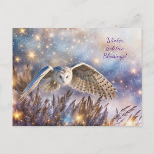 Postal Festiva Hermosa lechuza mágica Yule