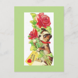 Postal Festiva Hermosa Valentina Vintage Boston Terrier Puppy