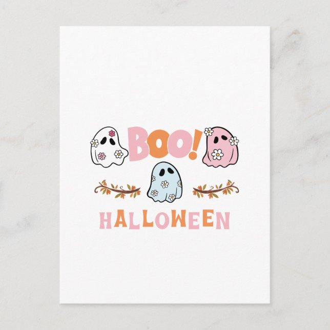 Postal Festiva Hermoso florecimiento de Halloween: fantasmagórico (Anverso)