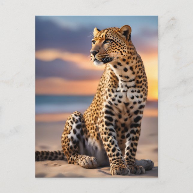Postal Festiva Hermoso leopardo (Anverso)
