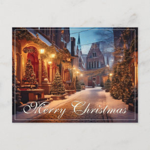 Postal Festiva Hermoso Motivo Navideño Acogedor en un Soñador Pue