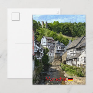Postal Festiva Hermoso pueblo alemán Monschau en verano viaje