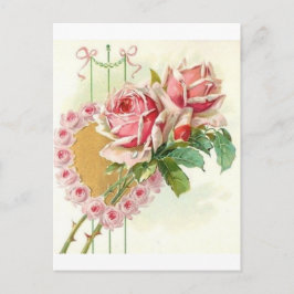 Postal Festiva Hermosos Rosas victorianos de época Valentine
