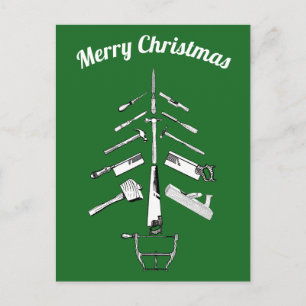 Postal Festiva Herramientas de carpintería de época navidades reg