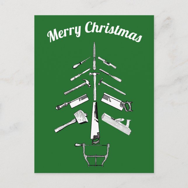 Postal Festiva Herramientas de carpintería de época navidades reg (Anverso)